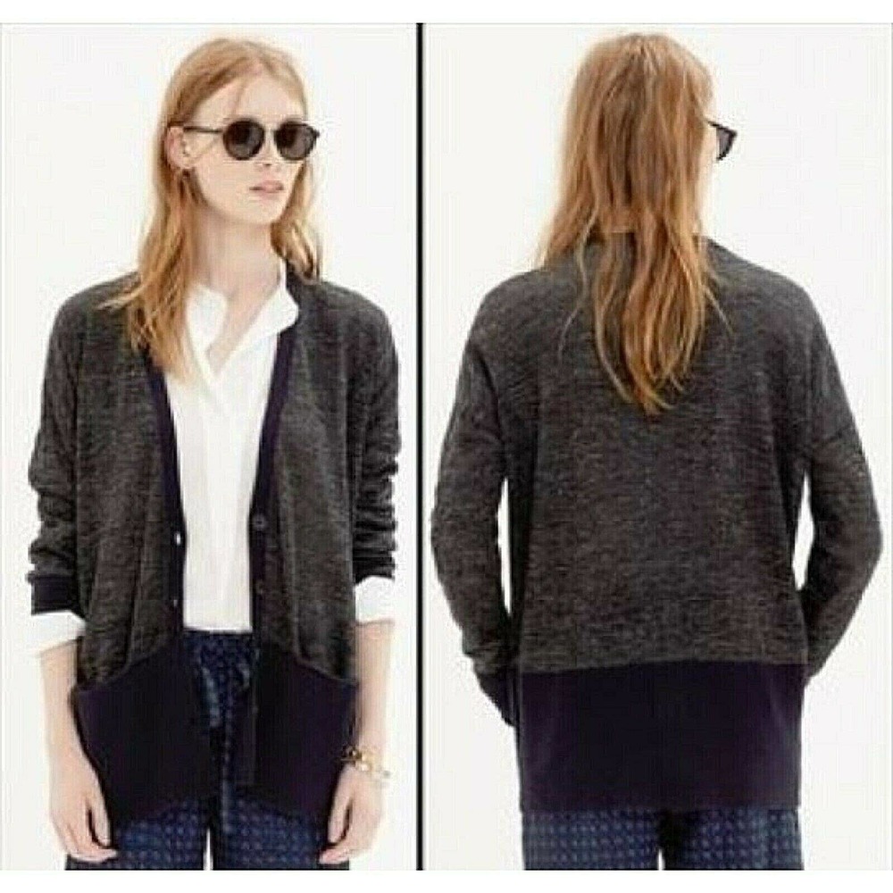 Madewell Cardigan  Size XS Grandpa Wool Linen Alpaca Pockets Blue Gray